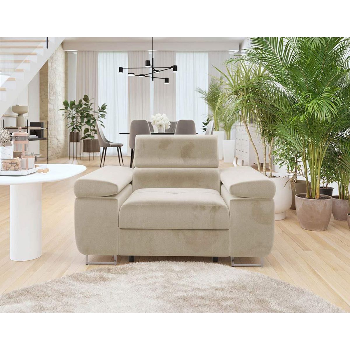 BEST MOBILIER Pablo - fauteuil avec têtière ajustable - en velours