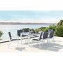Voir la diapositive 2 : CONCEPT USINE Table de jardin extensible et 8 chaises alu-toile PVC blanc AREZZO