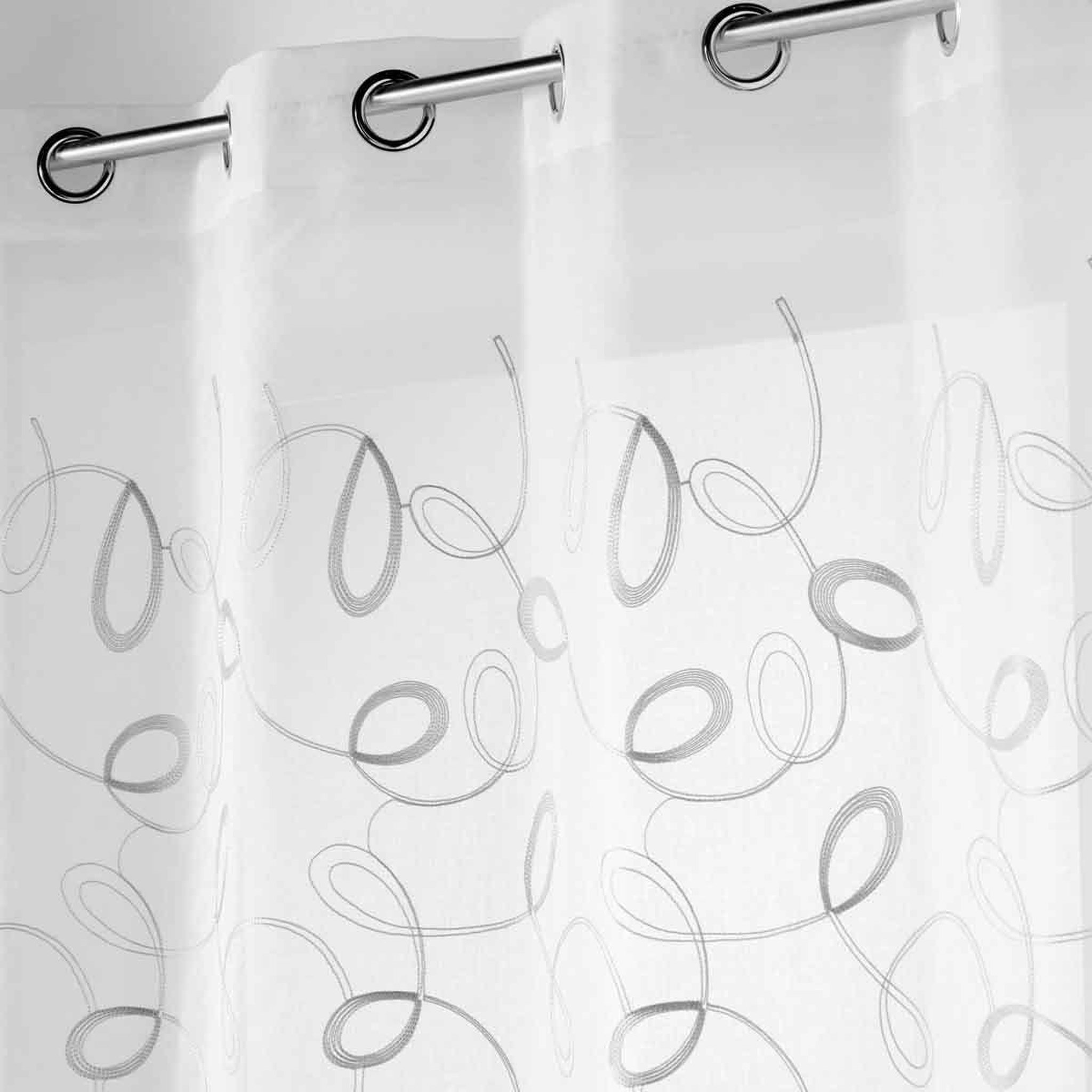 Voir la diapositive 2 : Douceur d'Intérieur Rideau voilage à œillets  hoops  140x240cm gris