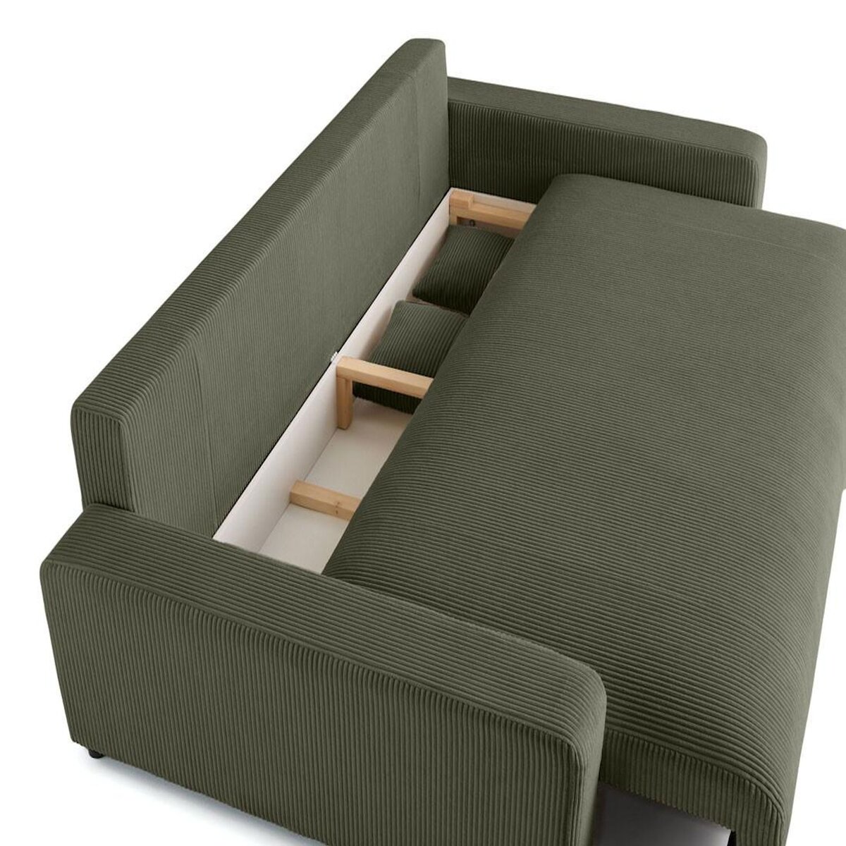 LISA DESIGN Pivoine - canapé droit 3 places - convertible avec coffre - en velours côtelé