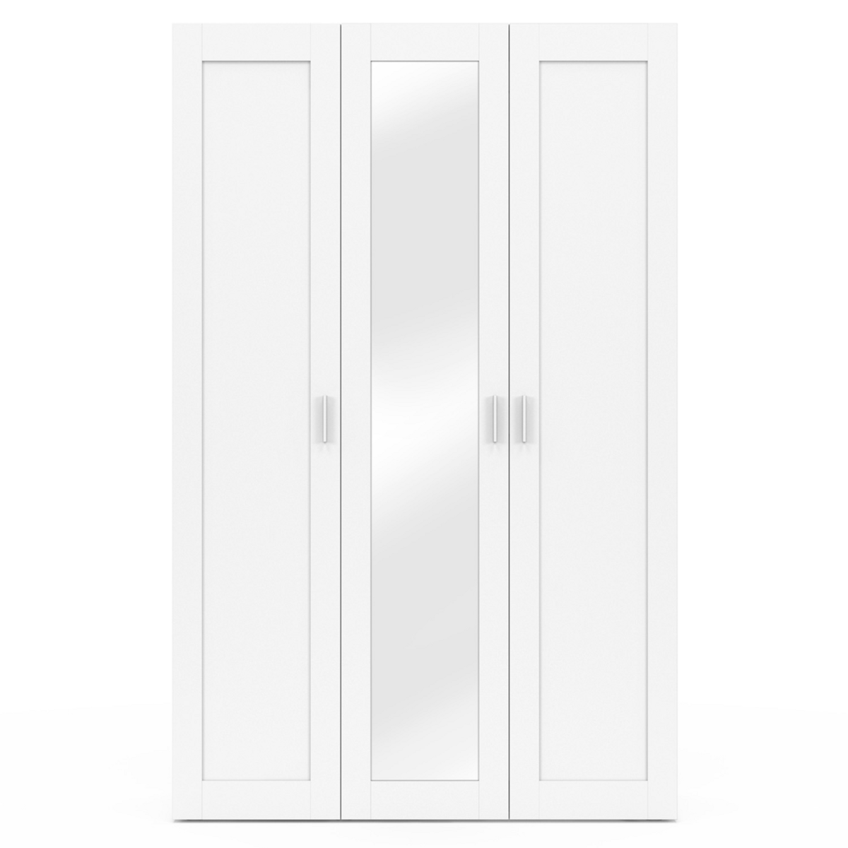 ID MARKET Armoire 3 portes VITO blanc penderie 120 cm avec miroir et étagères