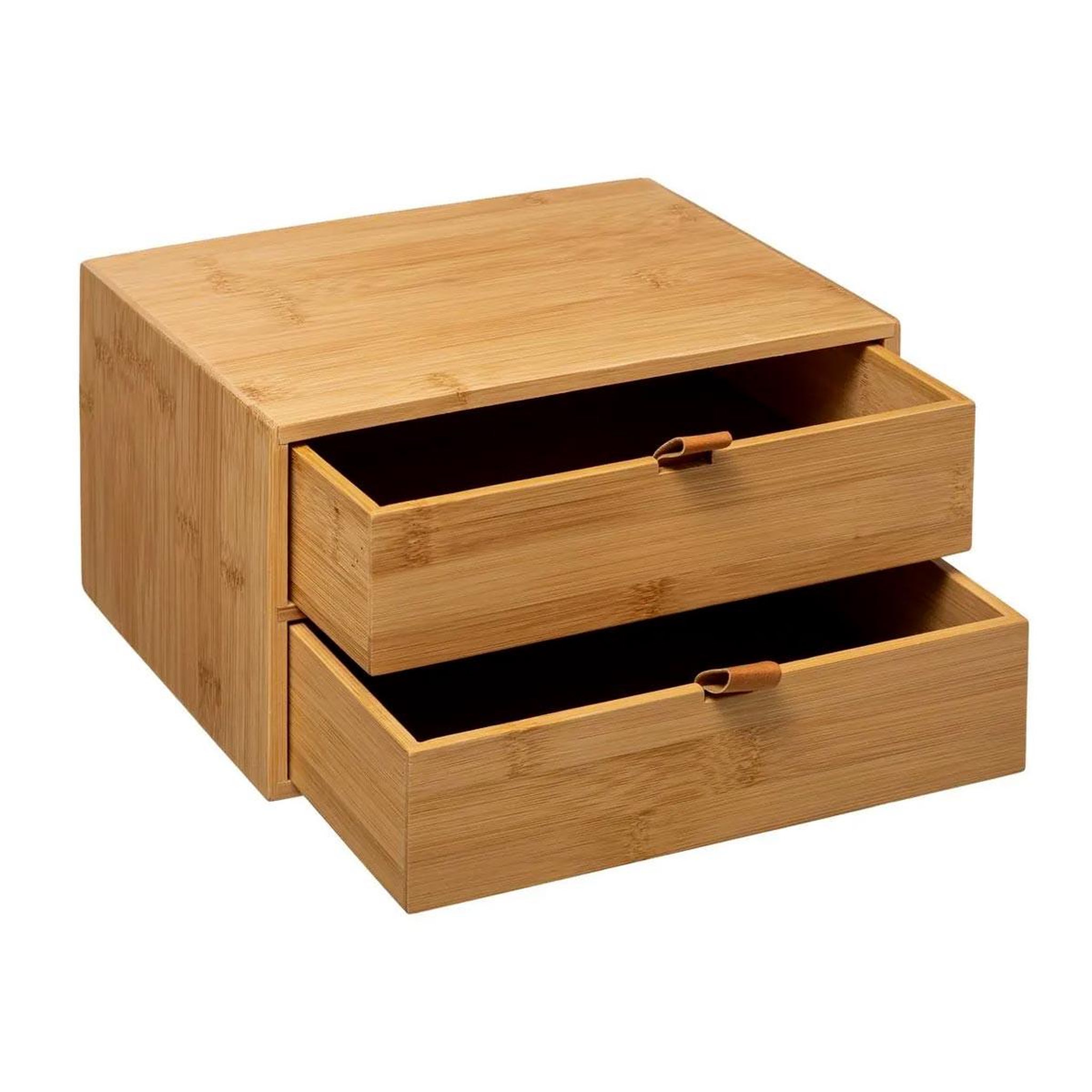 Voir la diapositive 2 : FIVE Boîte déco 2 tiroirs  bambou  25cm naturel