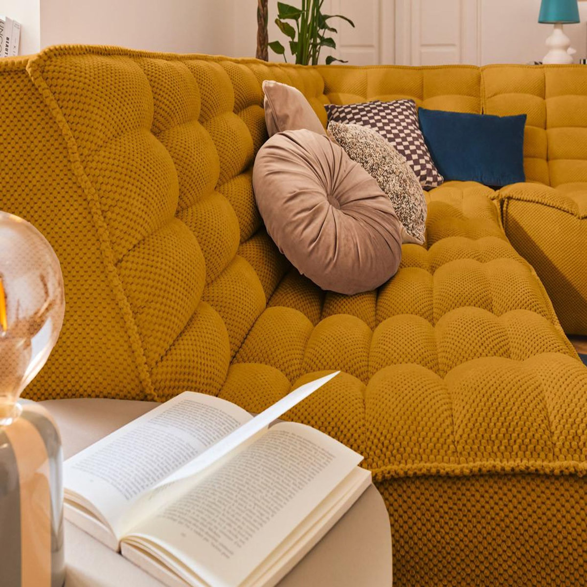 LISA DESIGN Ellie - canapé modulable d'angle réversible 4 places en velours texturé