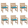 Voir la diapositive 1 : VIDAXL Chaises de jardin lot de 6 et coussins bleu Bois de teck massif