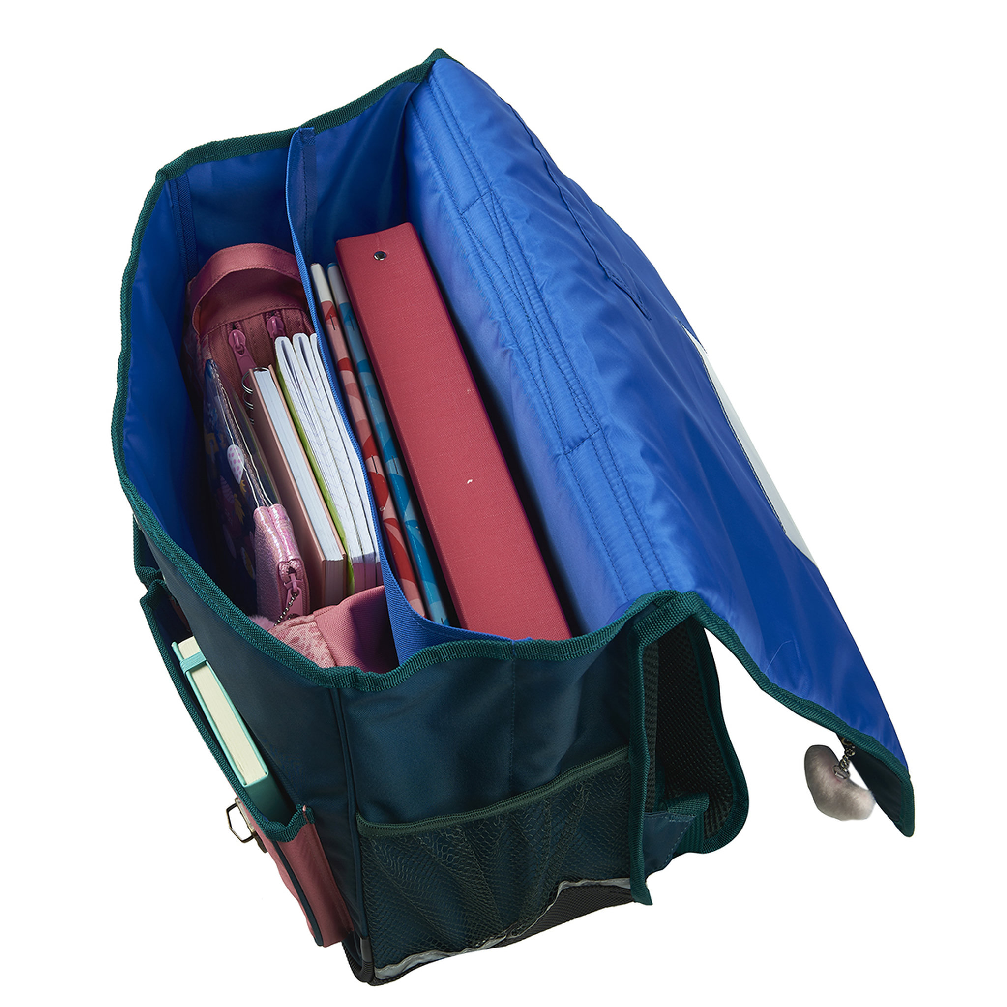 Voir la diapositive 8 : AUCHAN Cartable 38 cm CP/CE1/CE2 vert et rose avec leds