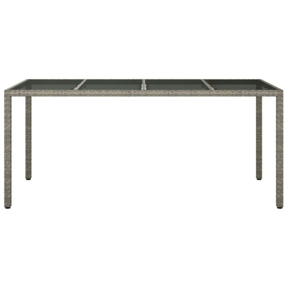 VIDAXL Table de jardin Gris 190x90x75 cm Verre trempé résine tressée