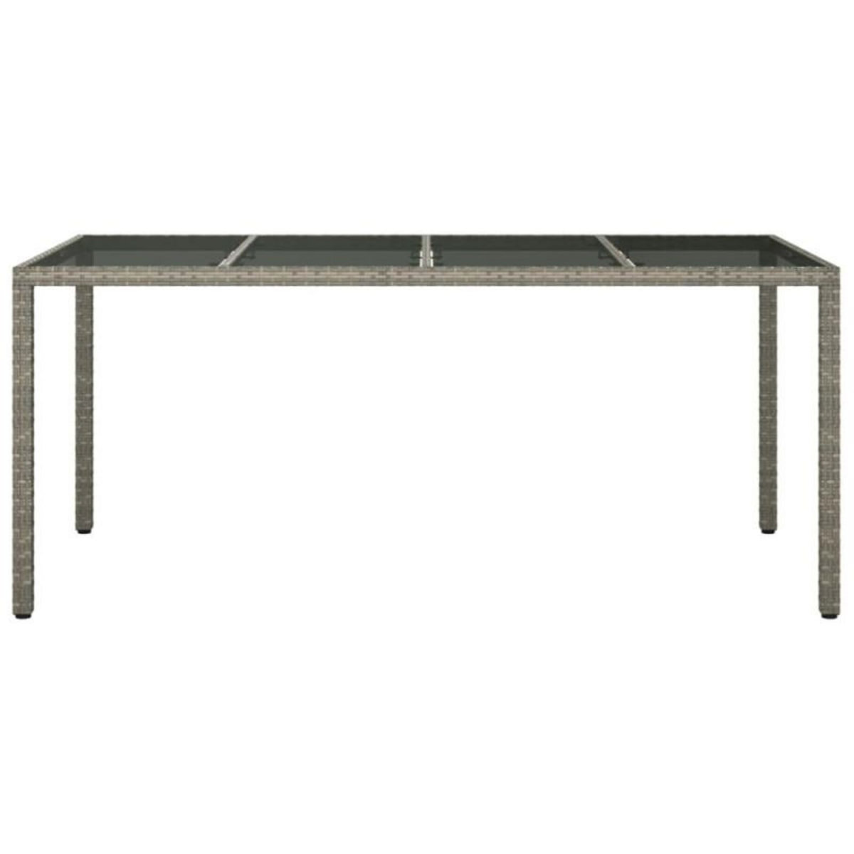 VIDAXL Table de jardin Gris 190x90x75 cm Verre trempé résine tressée