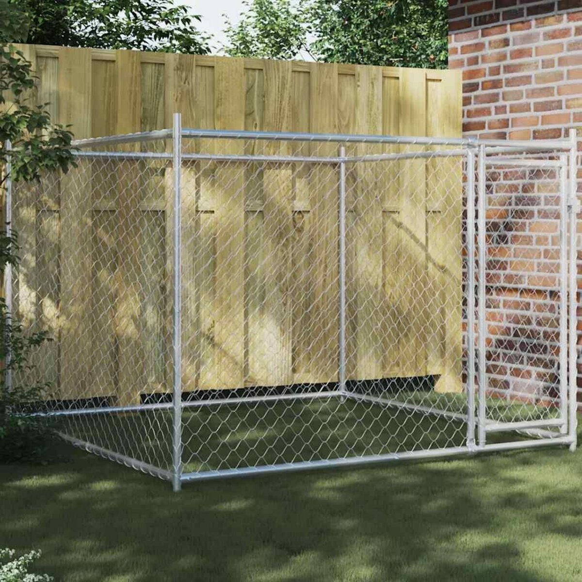 VIDAXL Cage pour chien avec porte gris 2x2x1,5 m acier galvanise