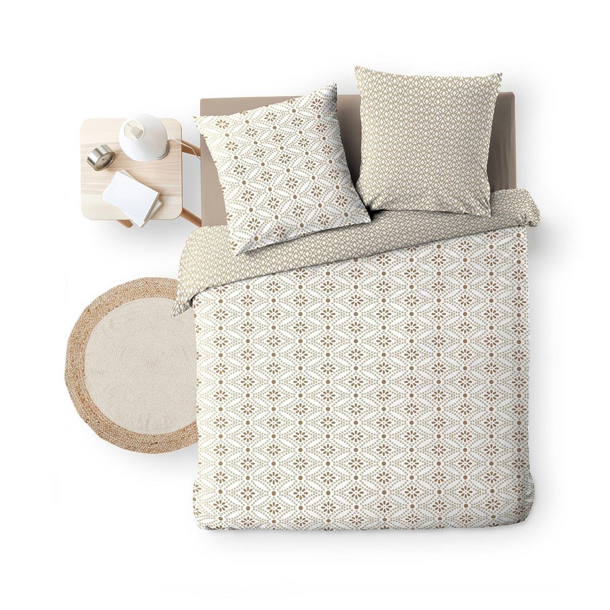 Voir la diapositive 6 : Douceur d'Intérieur Parure de lit 3 pièces  brianna  260x240cm beige