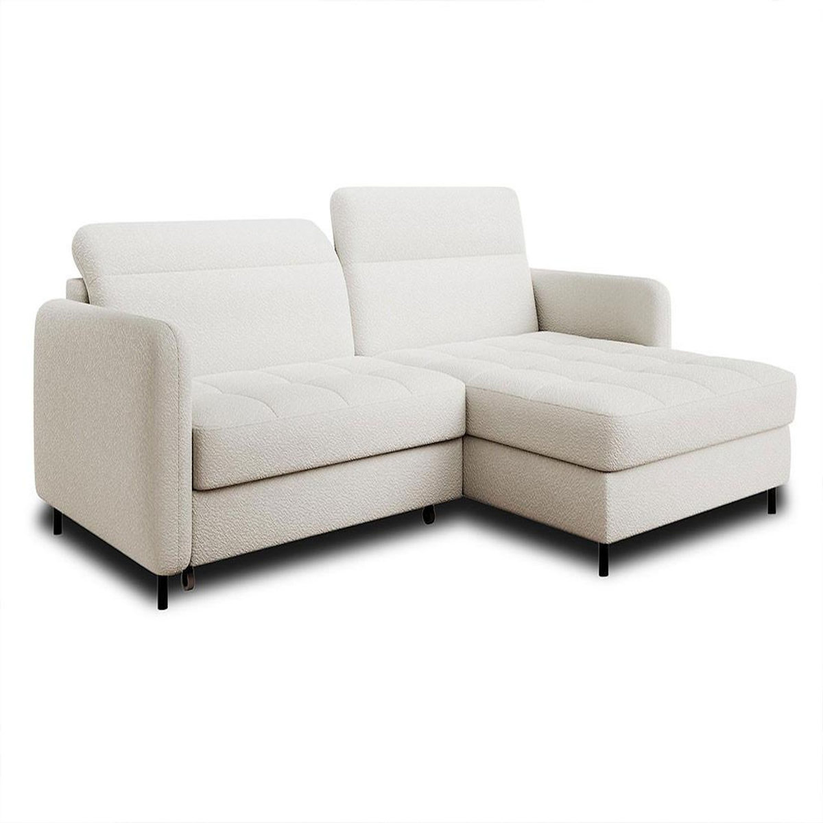 BEST MOBILIER Sagada - canapé d'angle droit 4 places - convertible avec coffre et têtières - en tissu bouclette