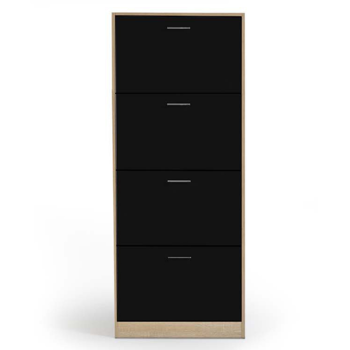 ID MARKET Meuble à chaussures 24 paires KLARK imitation hêtre 4 portes noires