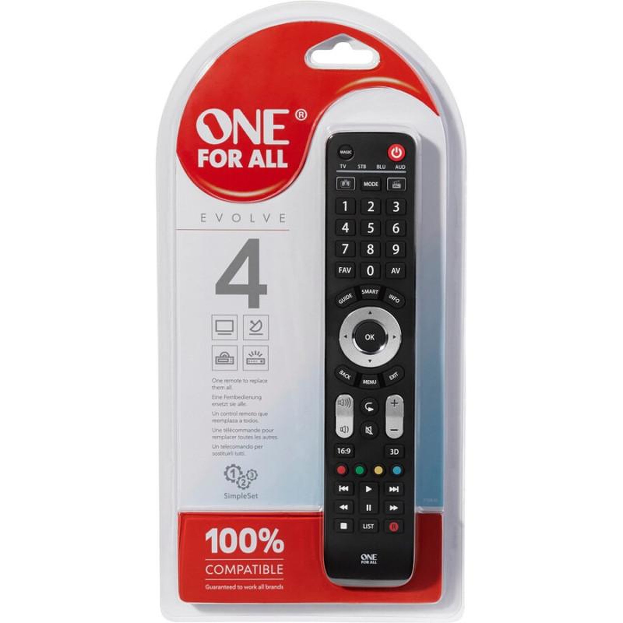 Voir la diapositive 2 : One For All Télécommande universelle URC7145 EVOLVE 4