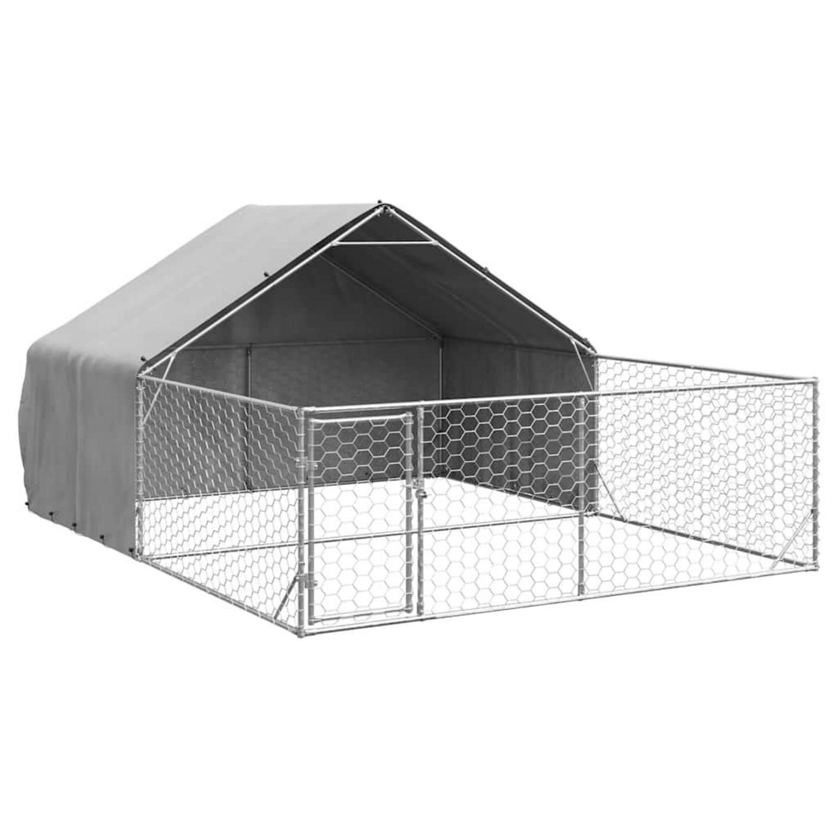 VIDAXL Niche d'exterieur pour chien enclos 5x3x1,9 m acier galvanise