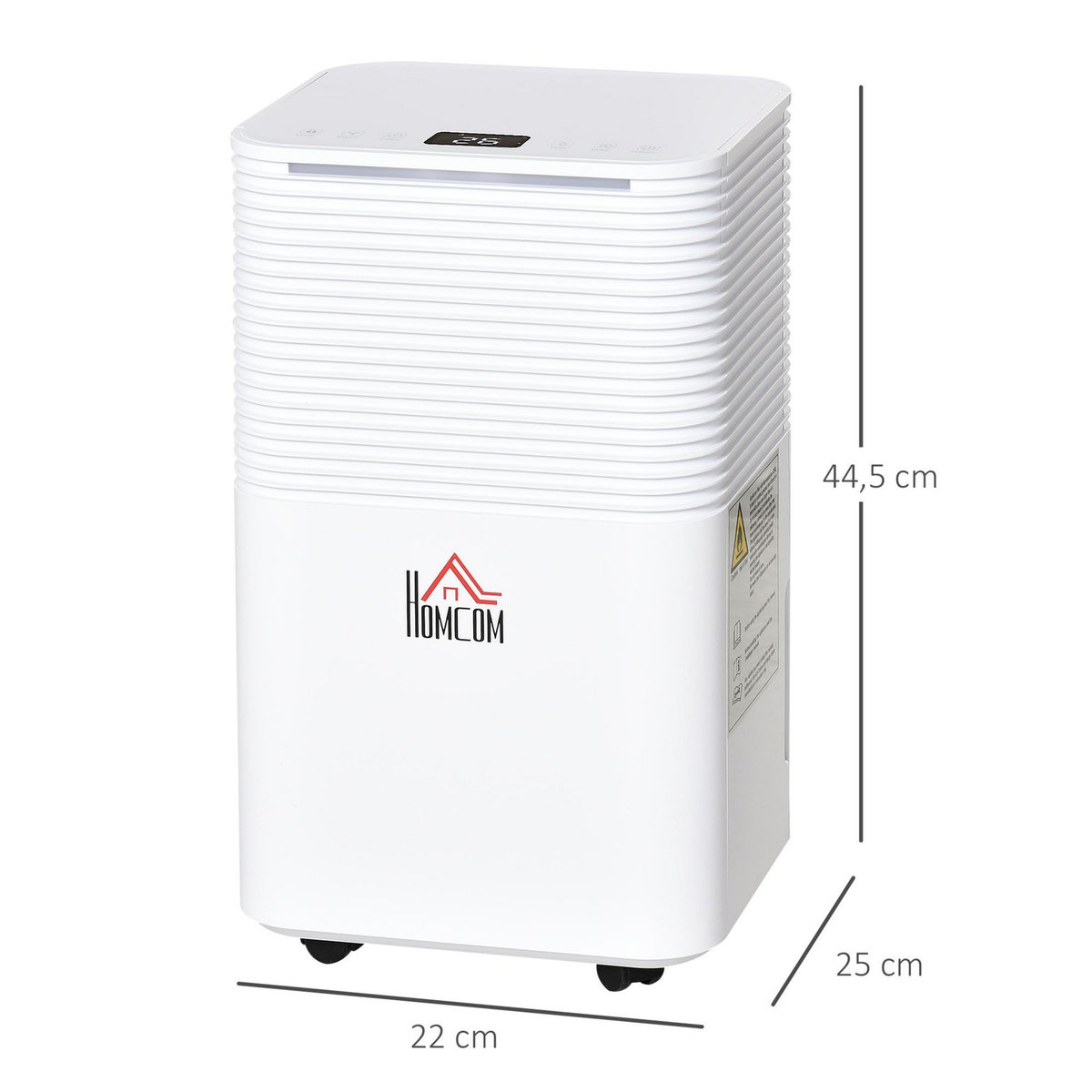HOMCOM HOMCOM Déshumidificateur portable électrique silencieux 195W capacité max. réservoir 2L évacuation continue 10L/24H idéal pièces 12 m² max. blanc