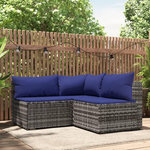 VIDAXL Salon de jardin 3 pcs avec coussins Gris Resine tressee