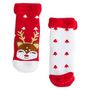 Voir la diapositive 1 : INEXTENSO Lot de 2 paires de chaussettes anti dérapantes renne de noël bébé