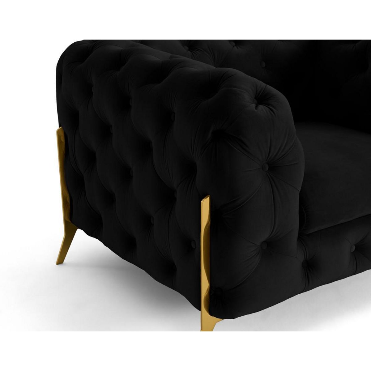 LISA DESIGN Camden - fauteuil chesterfield en velours - pieds en métal doré