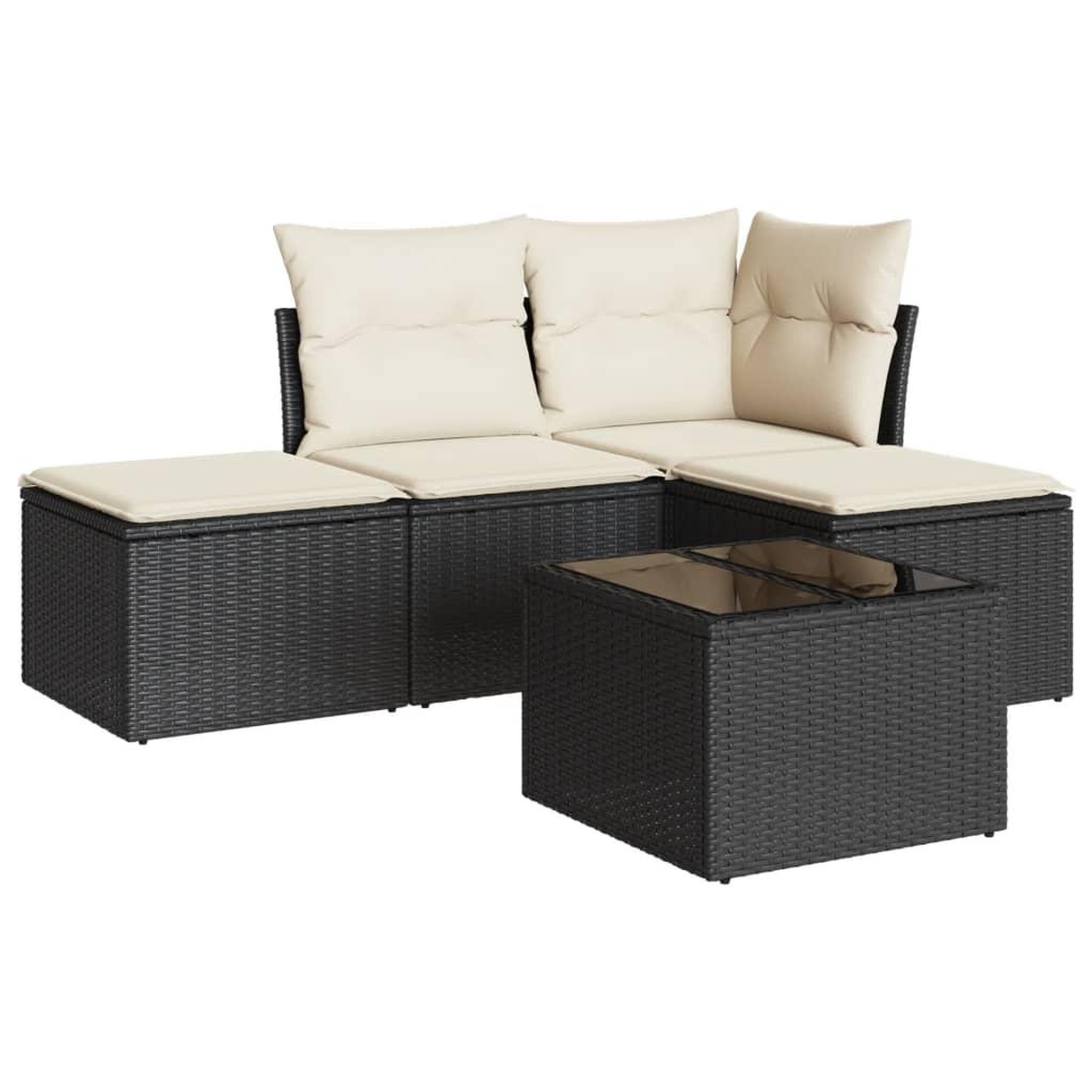 Voir la diapositive 2 : VIDAXL Salon de jardin 5 pcs avec coussins noir resine tressee