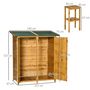 Voir la diapositive 3 : OUTSUNNY Abri de jardin armoire de jardin remise pour outils sur pied dim. 140L x 75l x 157H cm 2 étagères 2 portes toit bitumé étanche bois sapin pré-huilé