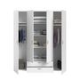 Voir la diapositive 4 : PARISOT Armoire VARIA - Décor blanc - 4 portes battantes + 2 tiroirs - L 160 x H 185 x P 51 cm - PARISOT