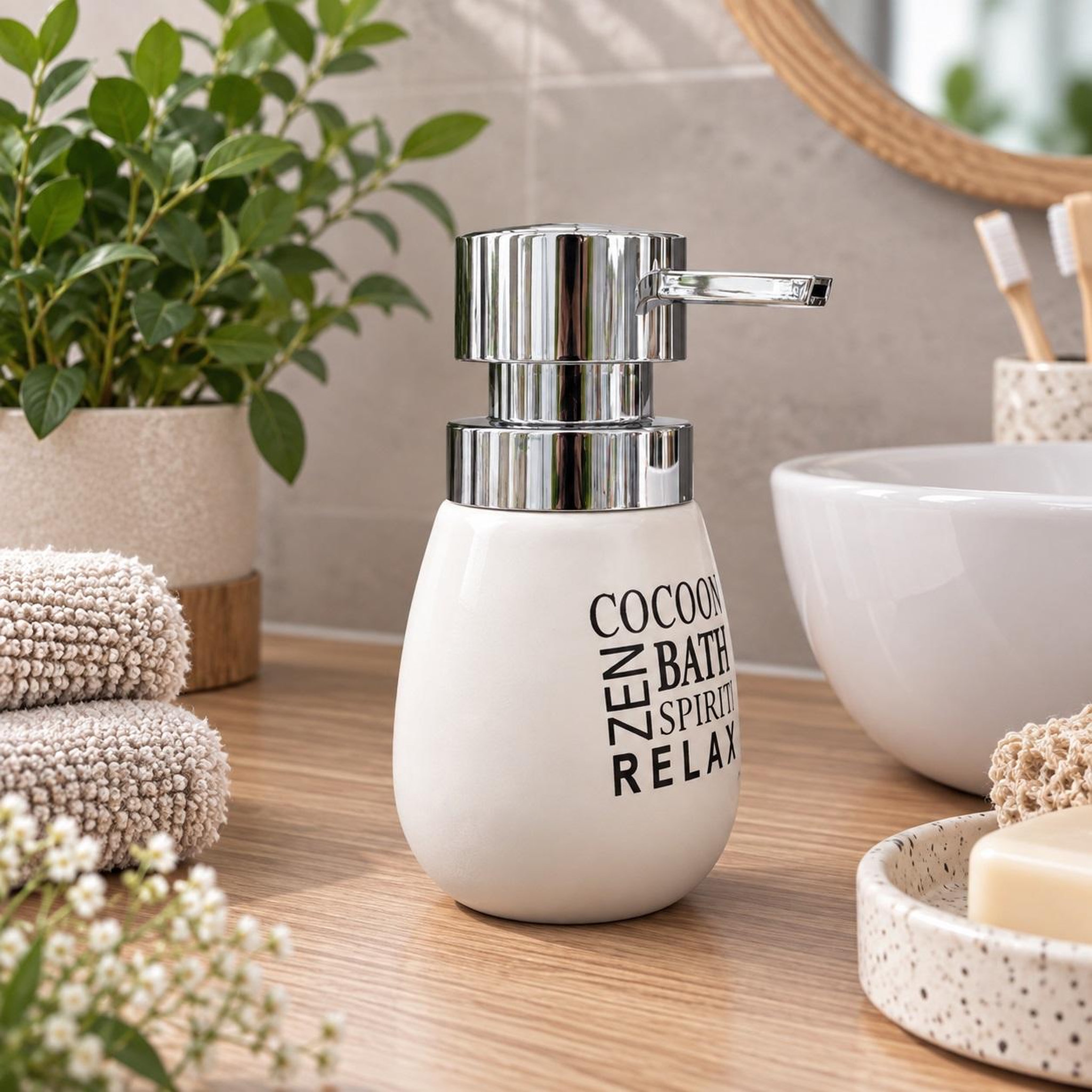 Voir la diapositive 2 : Eden Distributeur de savon tikal design et moderne