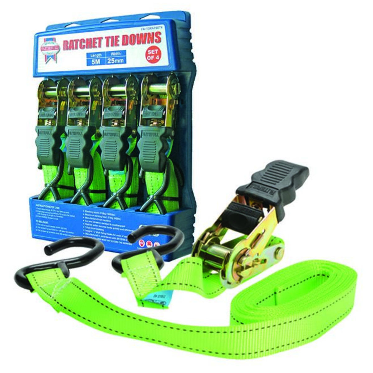 FAITHFULL Sangles à cliquet 5mx25mm - jeu de 4 pièces