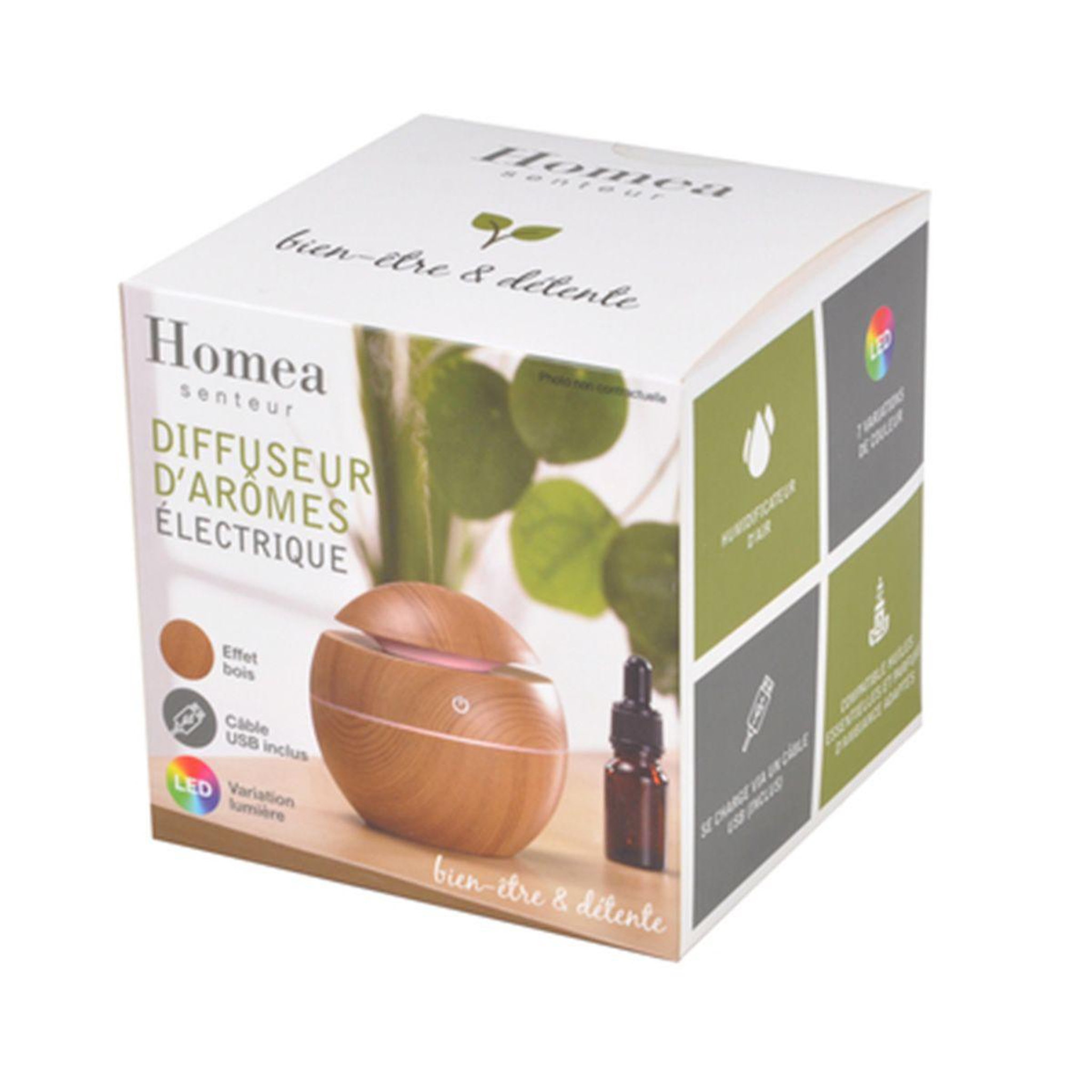 Voir la diapositive 3 : HOMEA Diffuseur de Parfum Électrique  Boule  130ml Naturel
