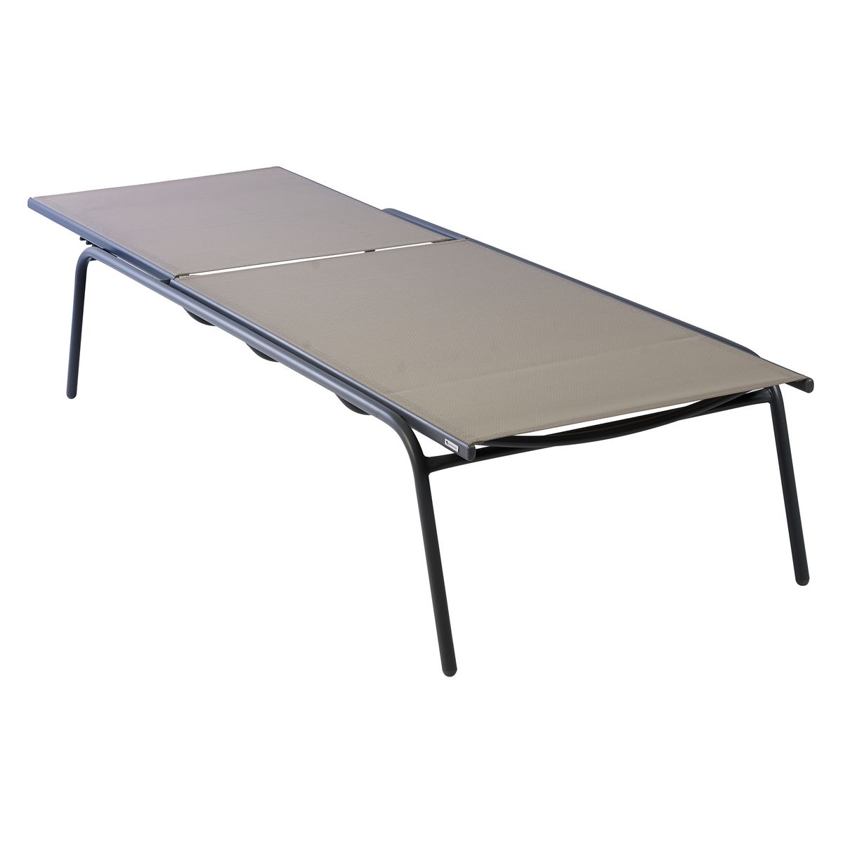 GARDENSTAR Bain de soleil XXL - Textilène et acier - 200x76x40cm - Taupe