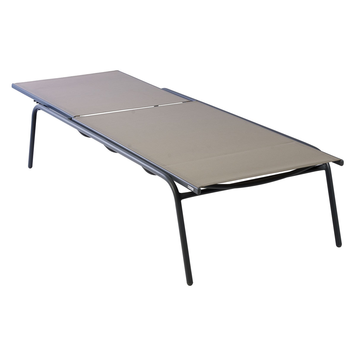 GARDENSTAR Bain de soleil XXL - Textilène et acier - 200x76x40cm - Taupe