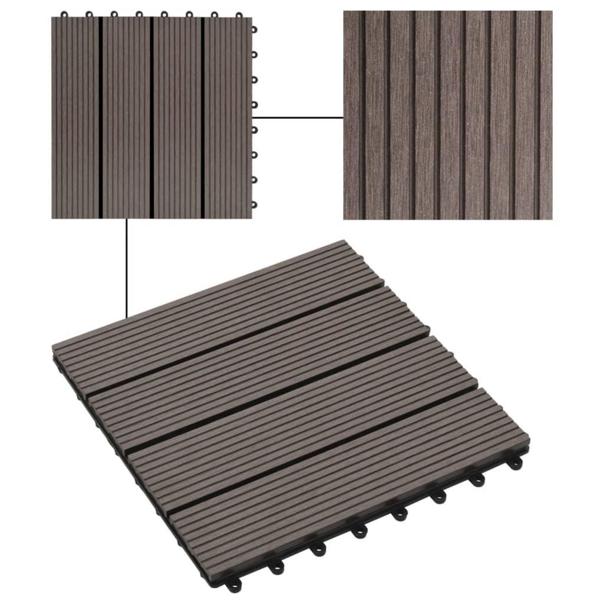 VIDAXL Carreau de terrasse 11 pcs WPC 30 x 30 cm 1 m^2 Marron fonce