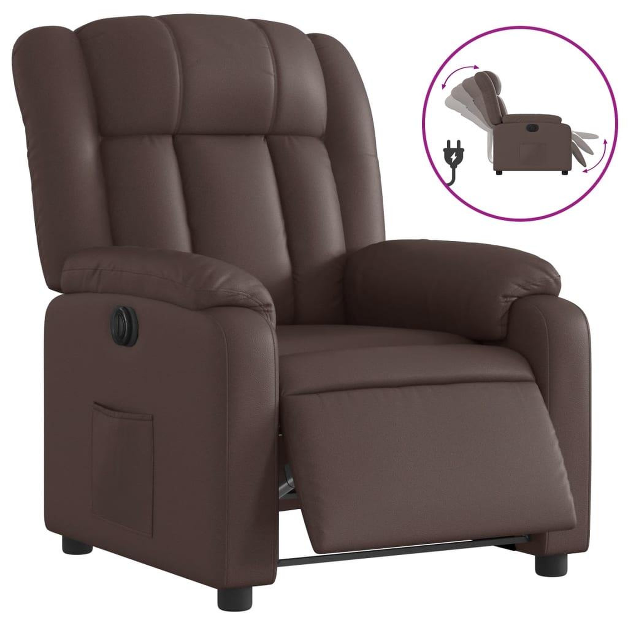 Voir la diapositive 2 : VIDAXL Fauteuil inclinable electrique Marron Similicuir