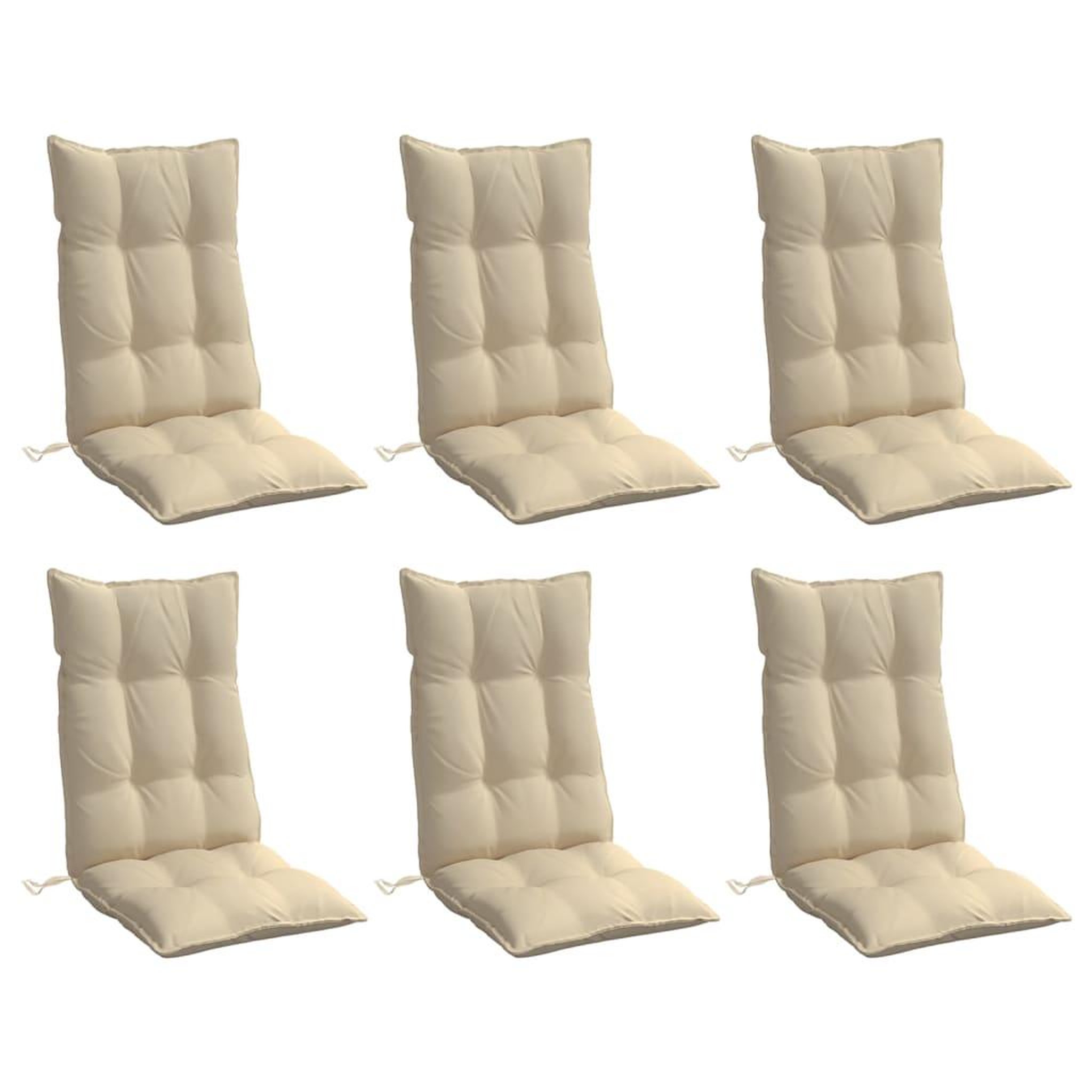Voir la diapositive 3 : VIDAXL Coussins de chaise a dossier haut lot de 6 beige tissu oxford