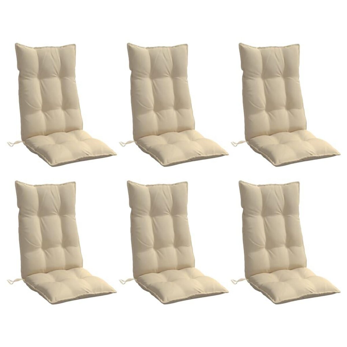 VIDAXL Coussins de chaise a dossier haut lot de 6 beige tissu oxford