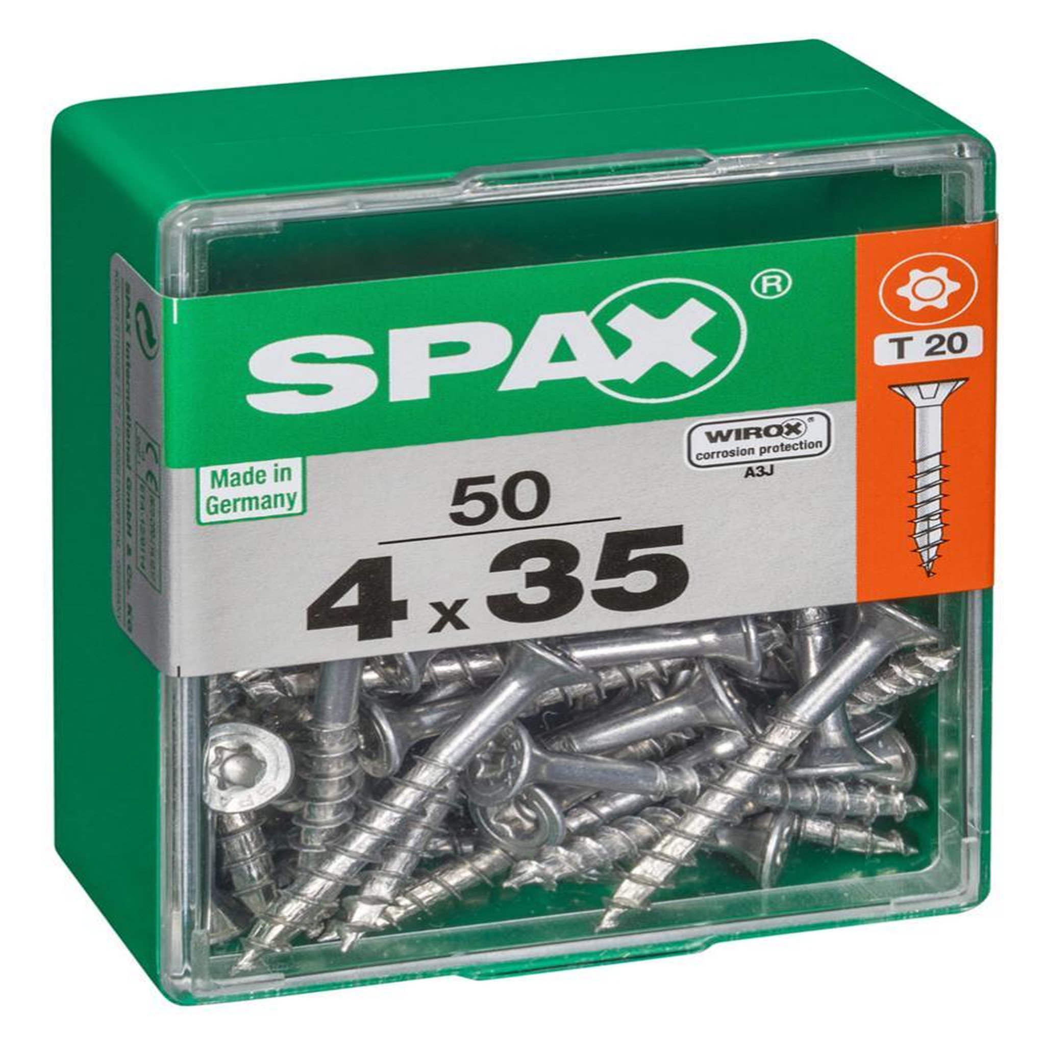 CENTRALE BRICO Lot de 50 vis acier tête autofraisée plate SPAX, Diam.4 mm x L.35 mm