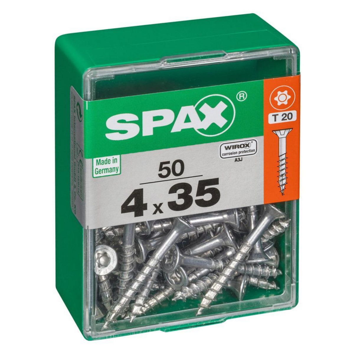 CENTRALE BRICO Lot de 50 vis acier tête autofraisée plate SPAX, Diam.4 mm x L.35 mm