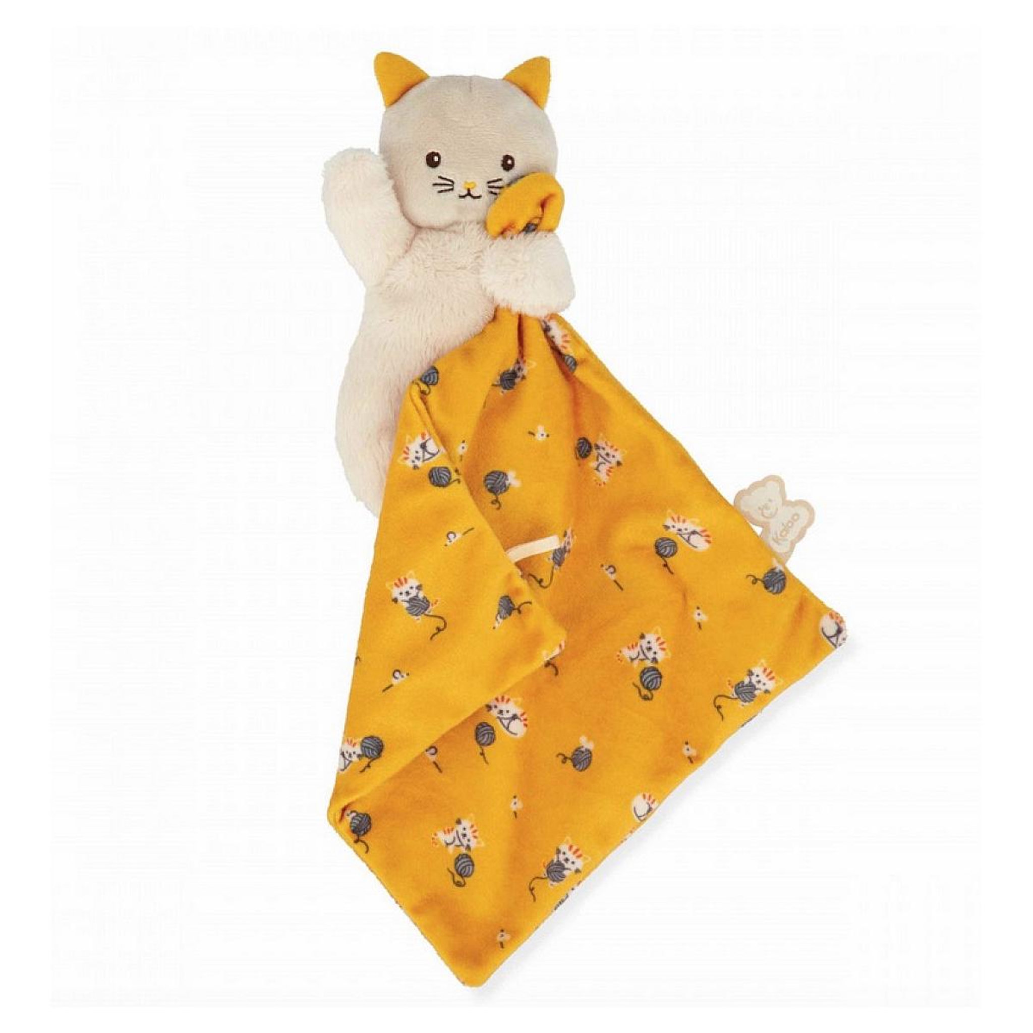 Voir la diapositive 2 : Kaloo Doudou Carre douceur Chat jaune - 18 cm