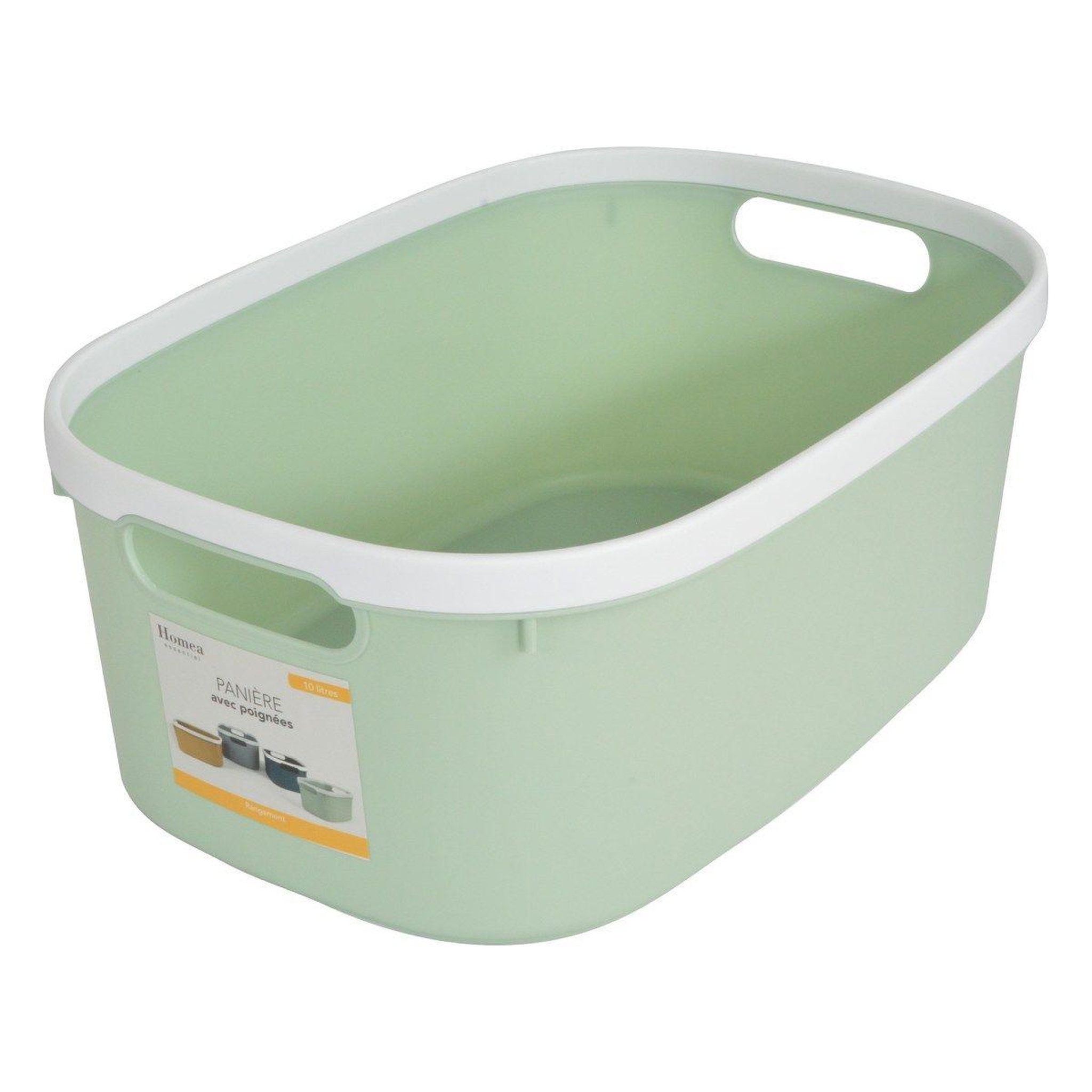 Voir la diapositive 3 : HOMEA Panière de Rangement Bicolore  Poignées  37cm Sauge