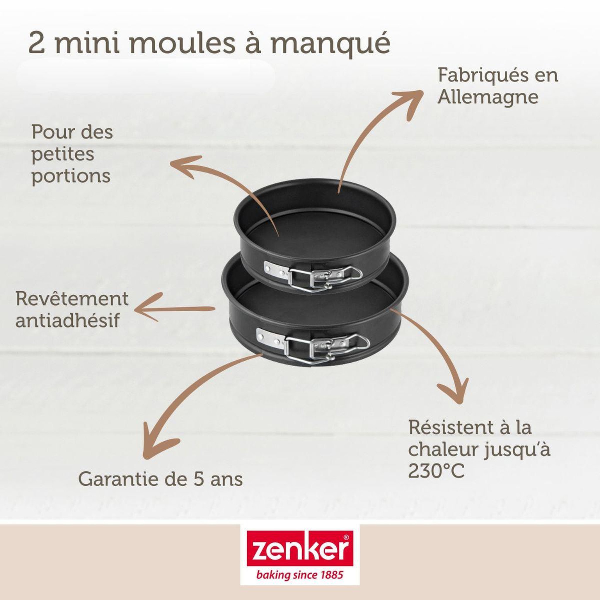Voir la diapositive 3 : ZENKER Lot de 2 mini moules à manqué à charnière de 12 cm et 16 cm zenker special mini