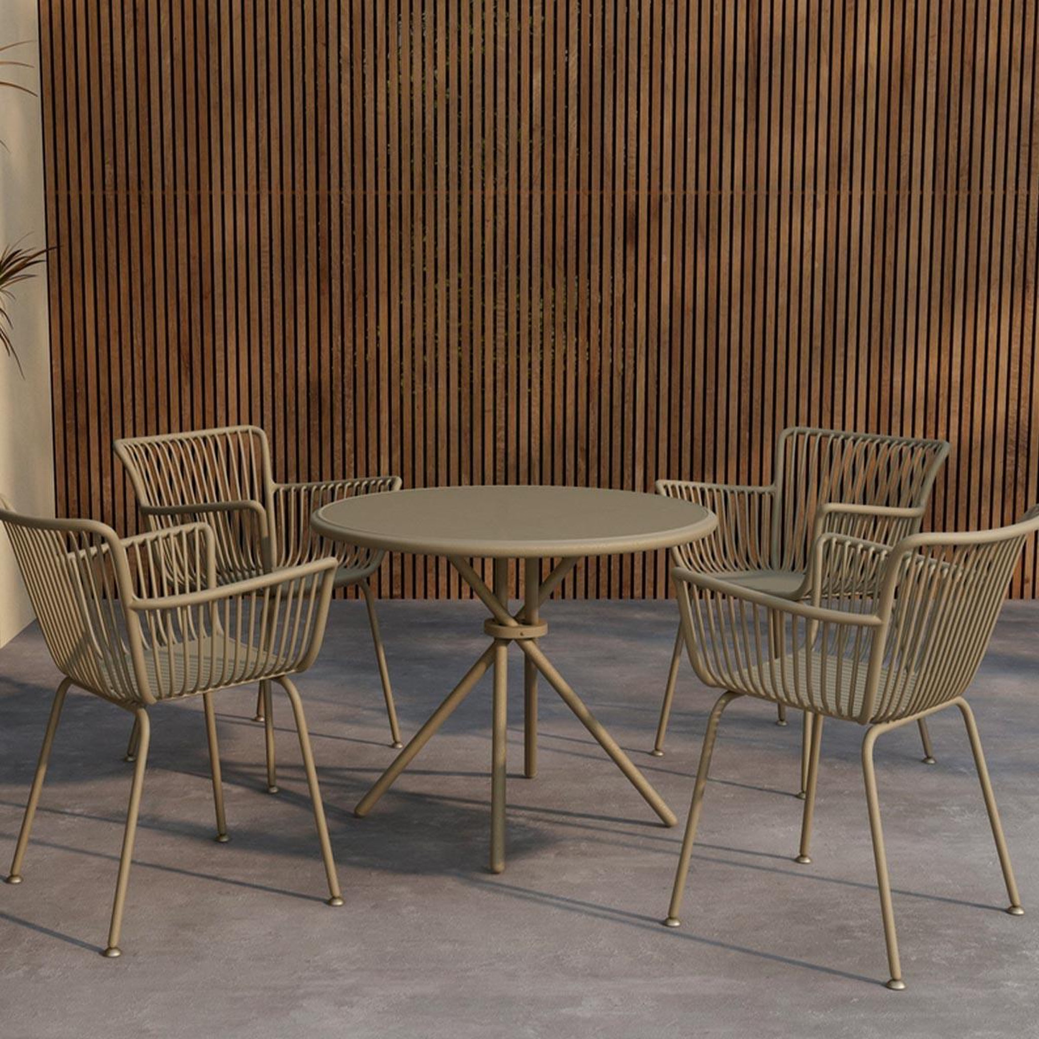 Voir la diapositive 3 : Paris Prix Ensemble table de jardin & 4 chaises  sifnos  90cm beige
