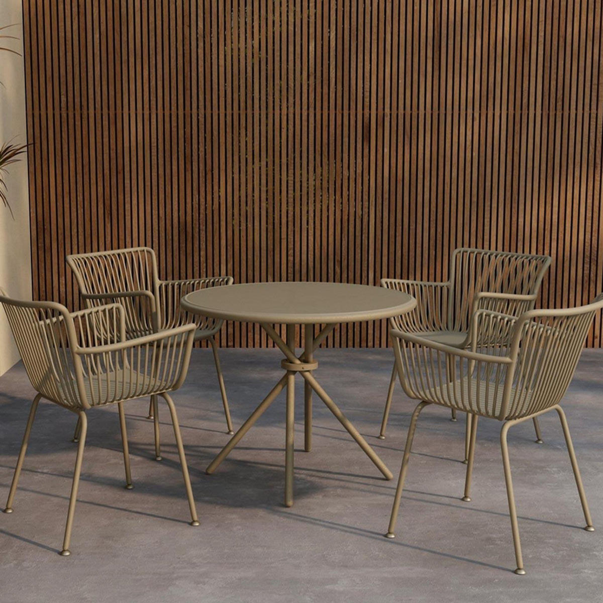 Paris Prix Ensemble Table de Jardin & 4 Chaises  Sifnos  90cm Beige