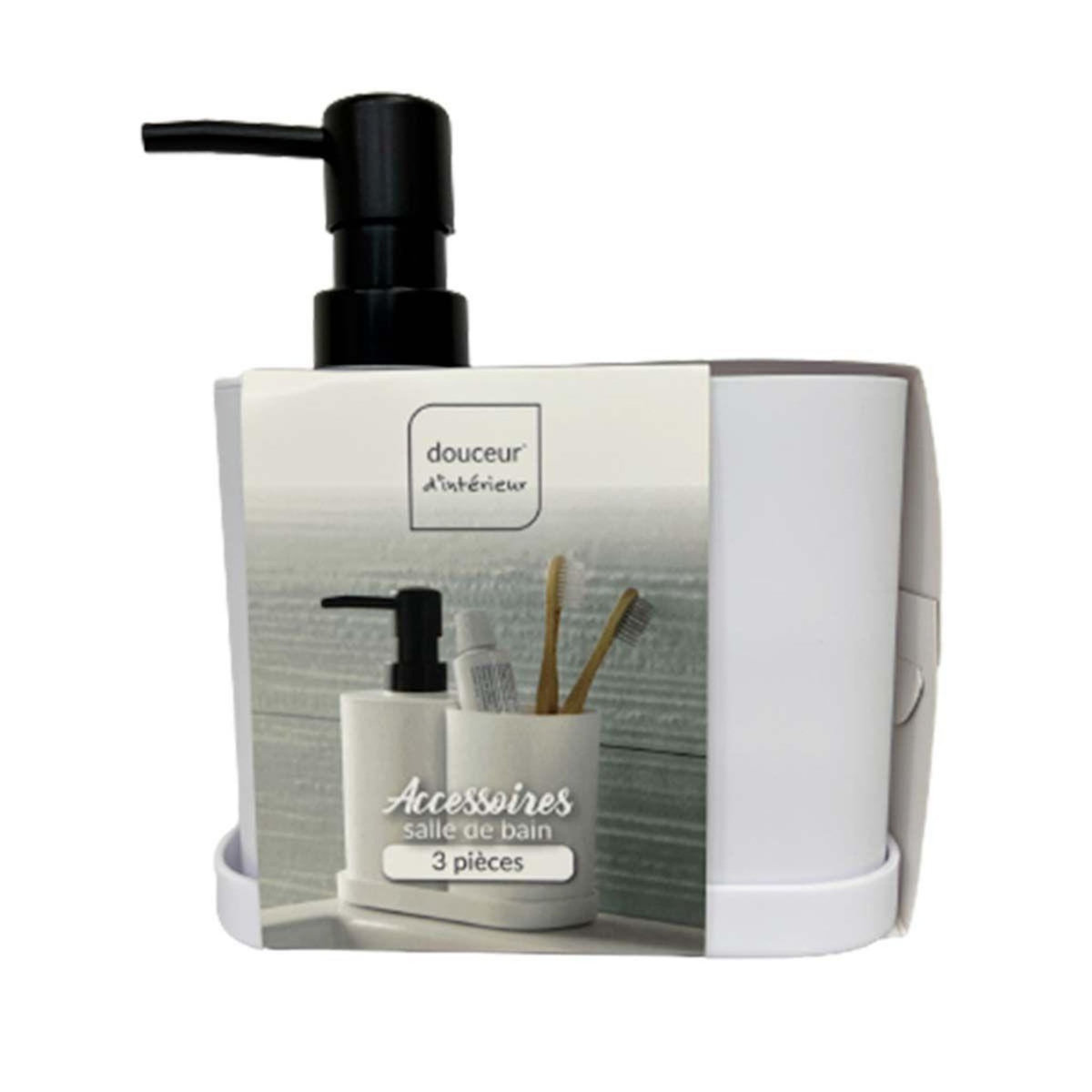 Paris Prix Set de 3 Accessoires Salle de Bain  Vita  19cm Blanc