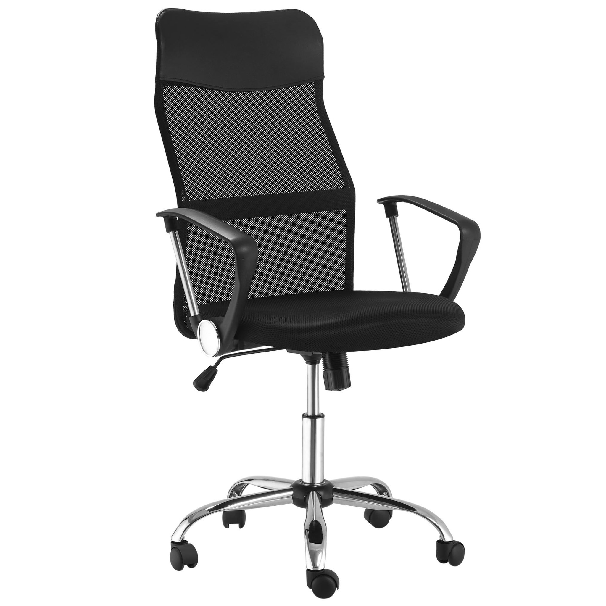 Voir la diapositive 1 : HOMCOM HOMCOM Fauteuil de bureau manager grand confort dossier ergonomique hauteur assise réglable pivotant tissu maille noir