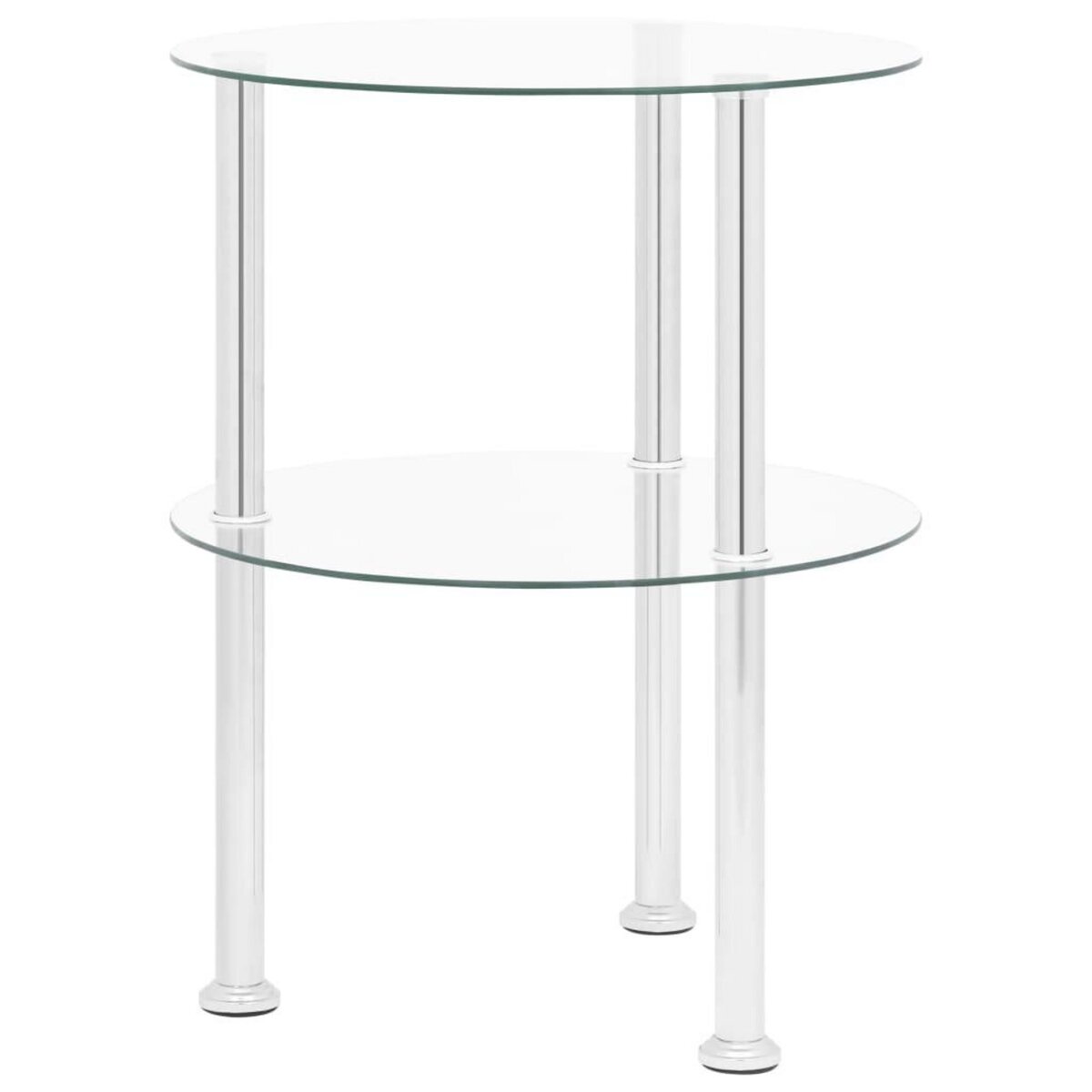 VIDAXL Table d'appoint 2 niveaux Transparent 38 cm Verre trempe