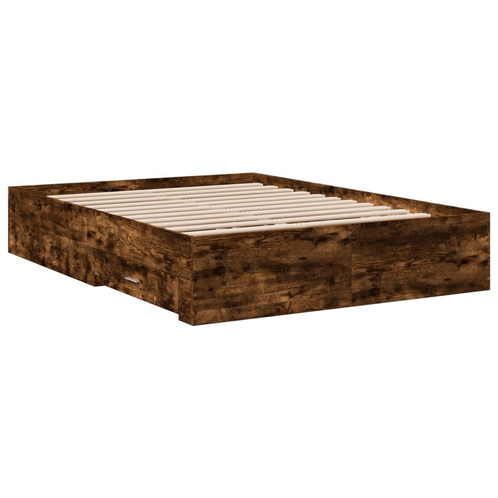 Voir la diapositive 3 : VIDAXL Cadre de lit avec tiroirs sans matelas chene fume 120x190 cm