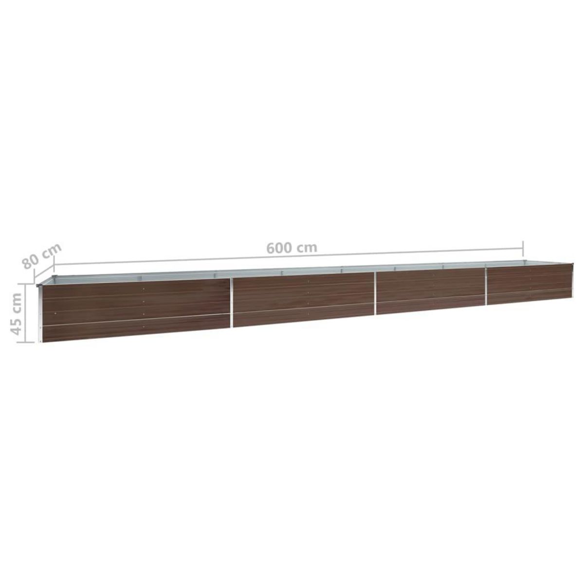 VIDAXL Lit sureleve de jardin Acier galvanise 600x80x45 cm Marron