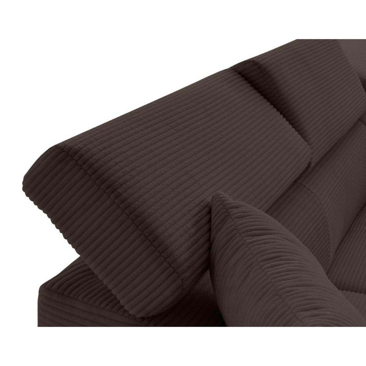 BEST MOBILIER Lisbona - canapé d'angle droit 5 places convertible avec têtières en velours côtelé