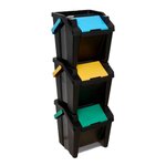 FIVE Lot de Poubelles de Tri  Empilables  30L Noir