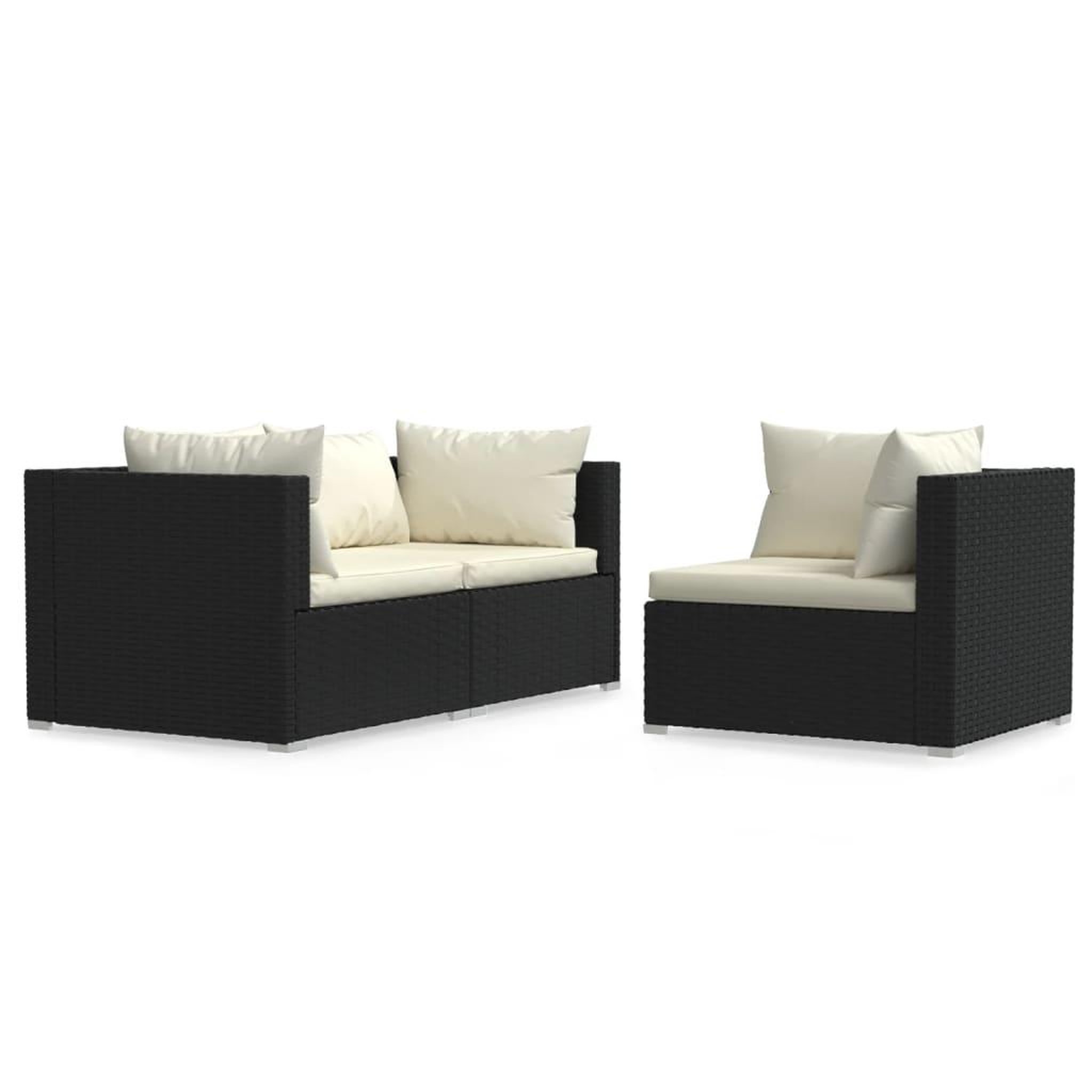 Voir la diapositive 2 : VIDAXL Salon de jardin 3 pcs avec coussins Noir Resine tressee