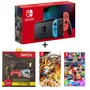 Console Nintendo Switch Joy-Con Bleu et Rouge + Pack de 9 accessoires Nintendo Switch + Dragon Ball FighterZ + Mario Kart 8 Deluxe