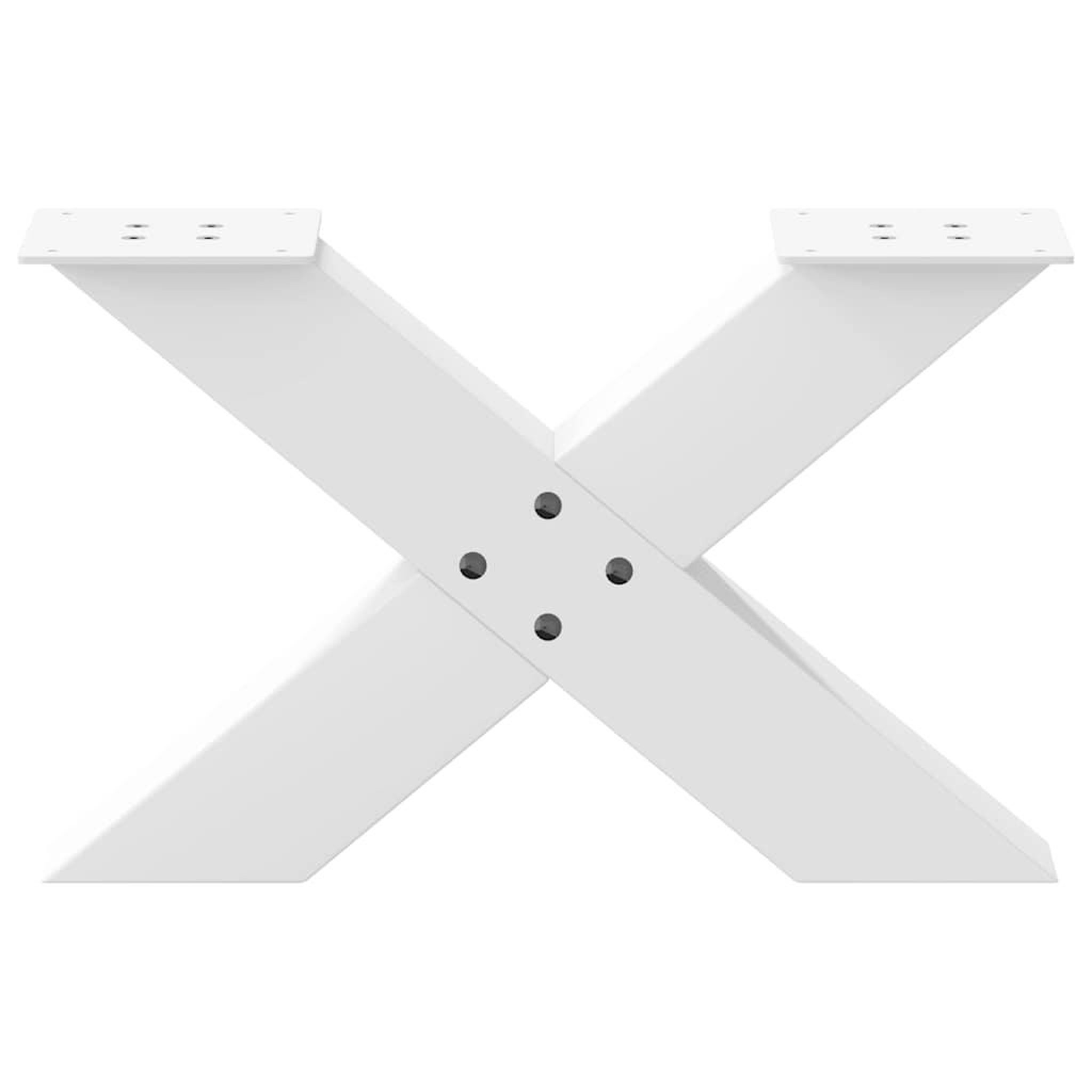 Voir la diapositive 5 : VIDAXL Pieds de table basse forme de X 2 pcs blanc 60x(30-31) cm acier